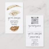 Lash Brow Permanent Makeup Logo QR Gold Kiss Lip Visitenkarte (Vorne/Hinten)
