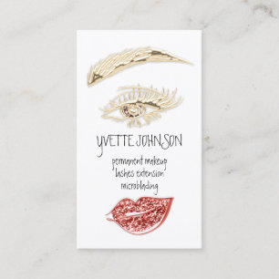 Lash Brow Permanent Makeup Logo QR Red Kiss Lip Visitenkarte