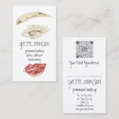 Lash Brow Permanent Makeup Logo QR Red Kiss Lip Visitenkarte (Vorne/Hinten)