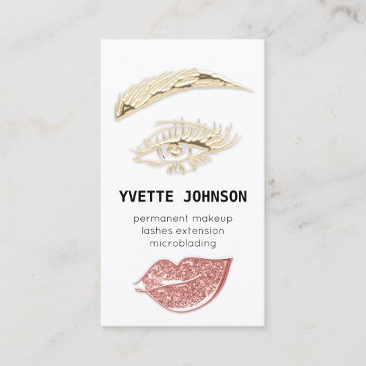 Lash Brow Permanent Makeup Logo QRCode GlitterRose Visitenkarte (Vorderseite)