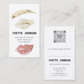 Lash Brow Permanent Makeup Logo QRCode GlitterRose Visitenkarte (Vorne/Hinten)