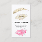 Lash Brow Permanent Makeup Logo QRCode Pink Lip Visitenkarte (Vorderseite)