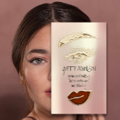Lash Brow Permanent Makeup QRCode Gold Brown Lips Visitenkarte