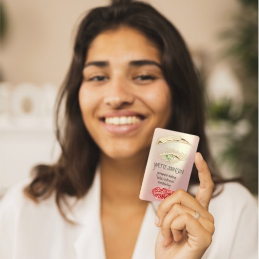 Lash Brow Permanent Makeup QRCode Gold Rose Green Visitenkarte