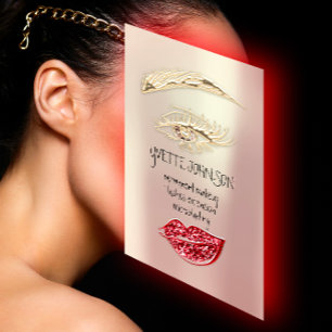 Lash Brow Permanent Makeup QRCode Gold Rose Red Visitenkarte