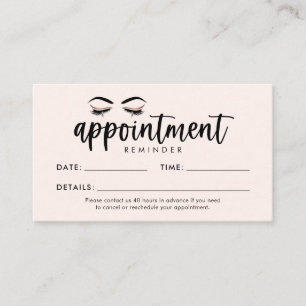 Lash, Brows, Makeup Erinnerung Card Visitenkarte