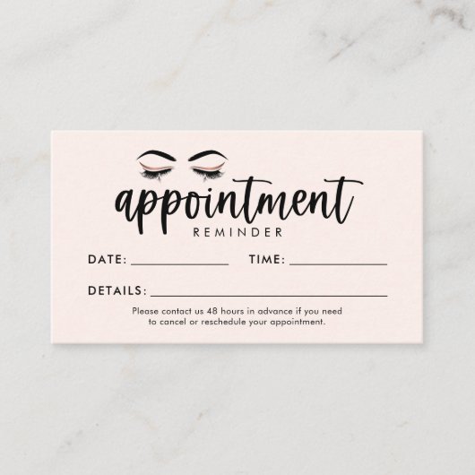 Lash, Brows, Makeup Erinnerung Card Visitenkarte (Vorderseite)