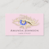 Lash Brows Makeup Logo Blue Eye Qr Code Rosa Gold Visitenkarte (Vorderseite)
