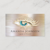 Lash Brows Makeup Logo Blue Eye Qr Code Rose Gold Visitenkarte (Vorderseite)