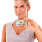 Lash Brows Makeup Logo Blue Eye Qr Code Rose Gold Visitenkarte