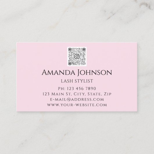 Lash Brows Makeup Logo Blue Eye Qr Code Rose Gold Visitenkarte (Rückseite)
