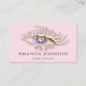 Lash Brows Makeup Logo Blue Eye Qr Code Rose Gold Visitenkarte (Vorderseite)