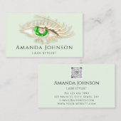 Lash Brows Makeup Logo Green Eye Qr Code Gold Visitenkarte (Vorne/Hinten)