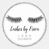 Lash Cleaner Eyelash Extensions Silver Glitzer Runder Aufkleber (Vorderseite)