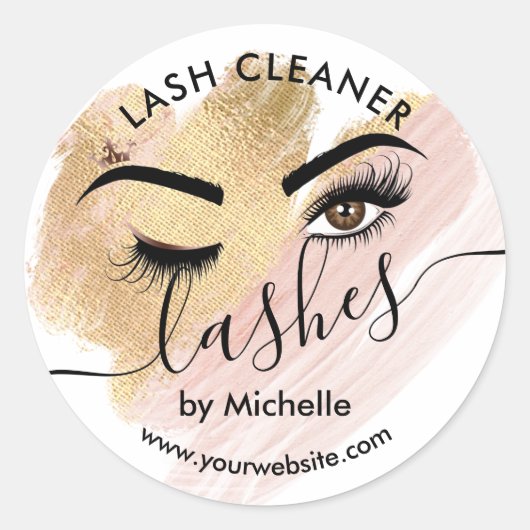 Lash Cleaner Makeup Eyes Schönheitssalon Classic R Runder Aufkleber (Vorderseite)