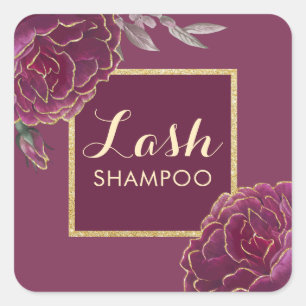 Lash Cleaner Vintag Floral Burgundy Red Quadratischer Aufkleber