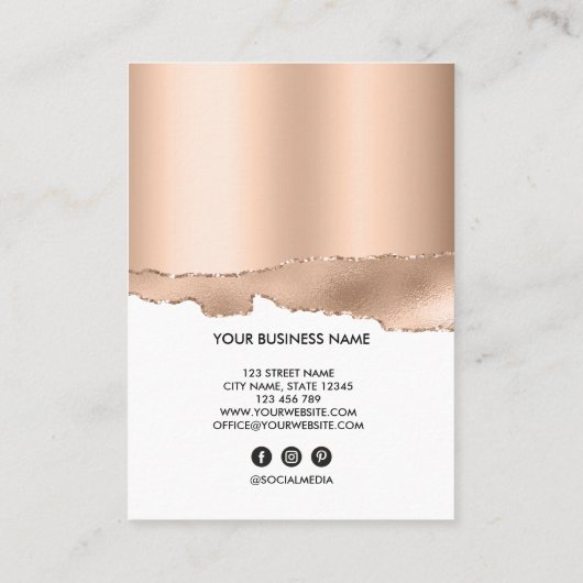 Lash Client Record Add Logo Rose Gold Tee Visitenkarte (Rückseite)