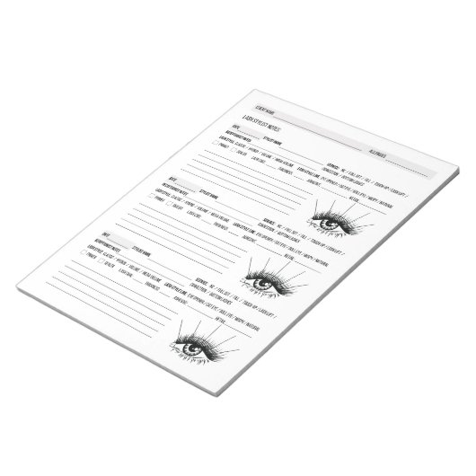 Lash Client Record, Lash Extensions Client Notizblock (angewinkelt)