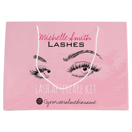 Lash-Erweiterung Lashes Brow Pink Lash Aftercare K Große Geschenktüte (Vorderseite)