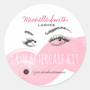 Lash-Erweiterung Lashes Brow Pink Lash Aftercare K Runder Aufkleber