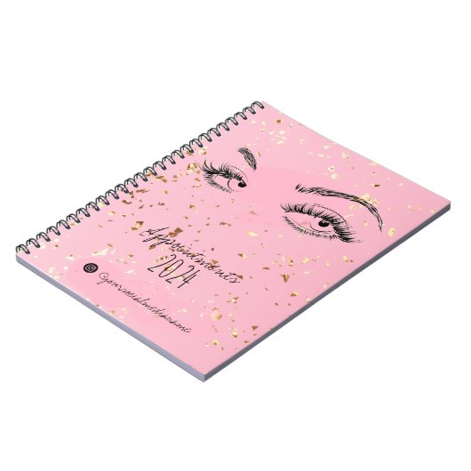 Lash-Erweiterung Lashes Gold Glitzer Termine Notizblock (Linke Seite)