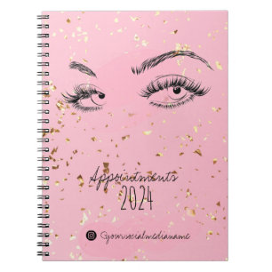 Lash-Erweiterung Lashes Gold Glitzer Termine Notizblock