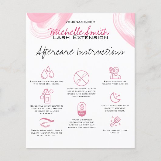 Lash-Erweiterungen Aftercare Instructions Symbol P Flyer (Vorne)