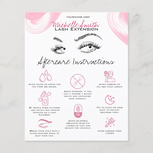 Lash-Erweiterungen Makeup Aftercare Instructions S Flyer (Vorne)