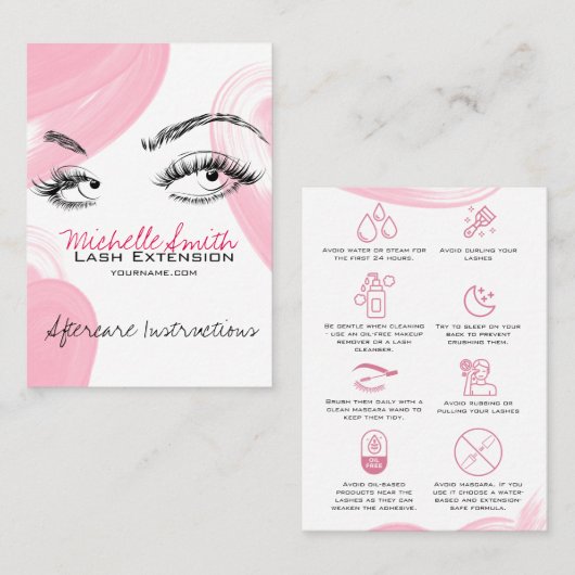 Lash-Erweiterungen Makeup Aftercare Instructions S Terminkarte (Vorne/Hinten)