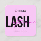 Lash-Erweiterungen nach der Pflege Fuchsia Pink Quadratische Visitenkarte (Vorderseite)