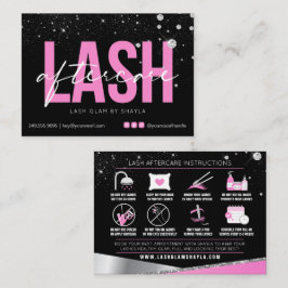 Lash-Erweiterungen nach der Pflege Glam Pink Diamo Visitenkarte