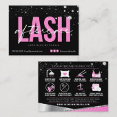 Lash-Erweiterungen nach der Pflege Glam Pink Diamo Visitenkarte (Vorne/Hinten)