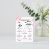 Lash-Erweiterungen Pink Aftercare Weiterempfehlen Visitenkarte (Stehend Vorderseite)