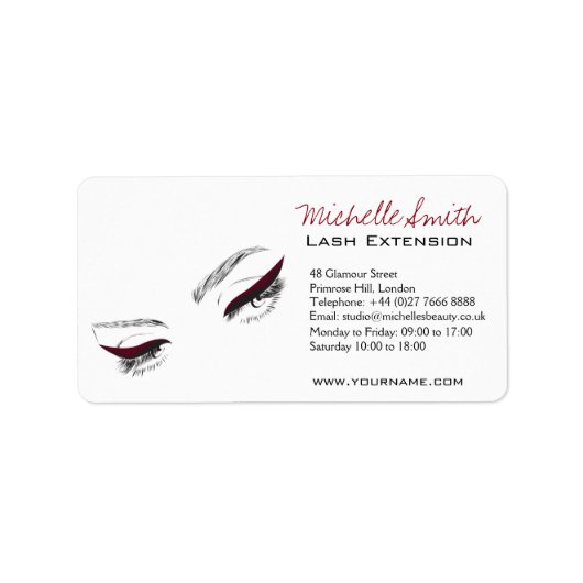 Lash Extension Adressaufkleber (Vorne)