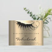 Lash Extension Aftercare Instruction Champaia Gold Einladung (Stehend Vorderseite)
