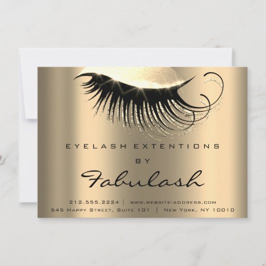 Lash Extension Aftercare Instruction Champaia Gold Einladung (Vorderseite)