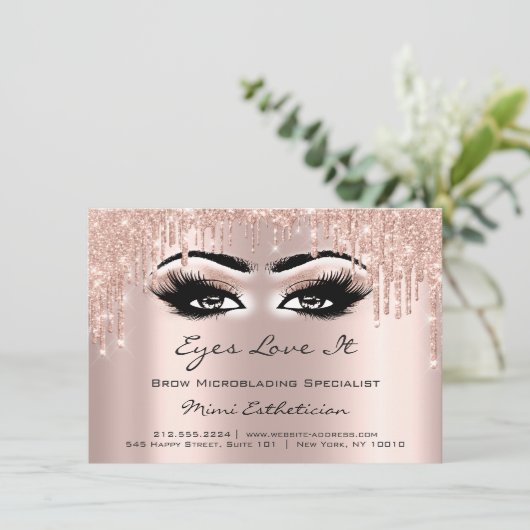 Lash Extension Aftercare Instruction Eyes Glitzern Einladung (Stehend Vorderseite)