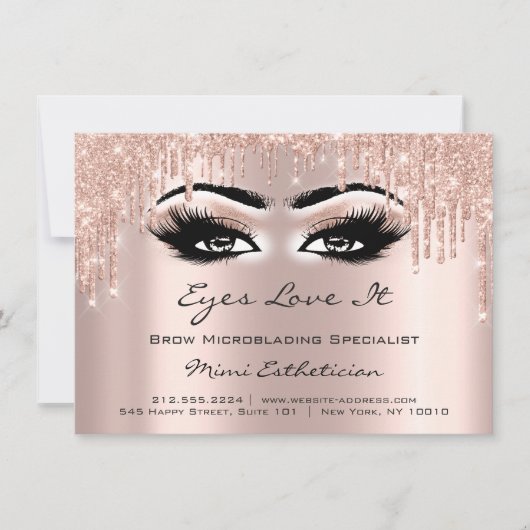 Lash Extension Aftercare Instruction Eyes Glitzern Einladung (Vorderseite)