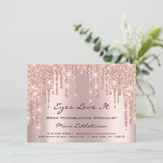 Lash Extension Aftercare Instruction Spark Glitzer Einladung (Stehend Vorderseite)