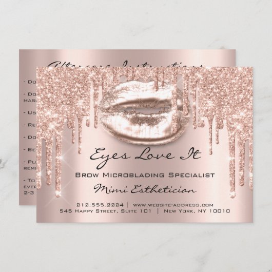 Lash Extension Aftercare Instruction Spark Kiss Einladung (Vorne/Hinten)