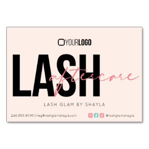 Lash Extension Aftercare Instructions Care Card Tischnummer