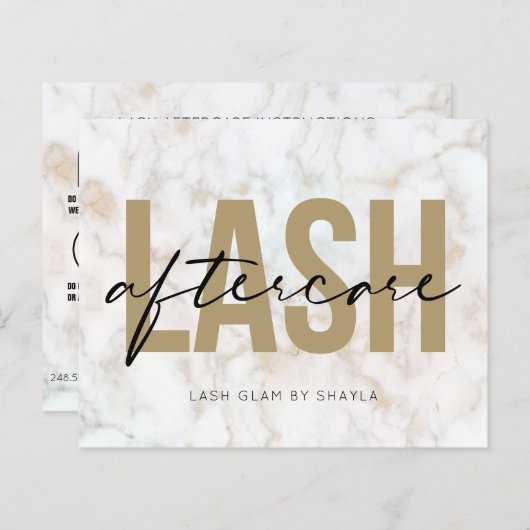 Lash Extension Aftercare Instructions Marmorkarte (Vorne/Hinten)