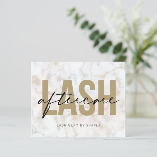 Lash Extension Aftercare Instructions Marmorkarte (Stehend Vorderseite)