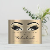 Lash Extension Aftercare Instructions Sepia Gold Einladung (Stehend Vorderseite)