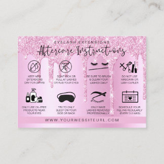 Lash Extension Aftercare Pink Drilling Glitzer Visitenkarte