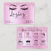Lash Extension Aftercare Pink Drilling Glitzer Visitenkarte (Vorne/Hinten)