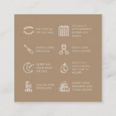 Lash Extension Aftercare Socialmedia Neutral Beige Quadratische Visitenkarte (Rückseite)