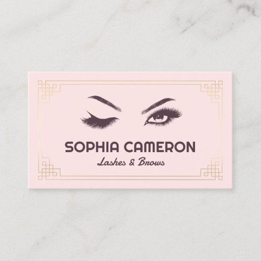 Lash Extension Brows Artist Pink und Gold Visitenkarte (Vorderseite)