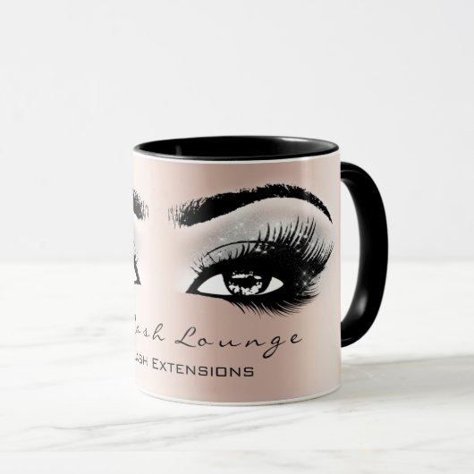 Lash Extension Eye Makeup Artist Studio Grau Rose Tasse (VorderseiteRechts)