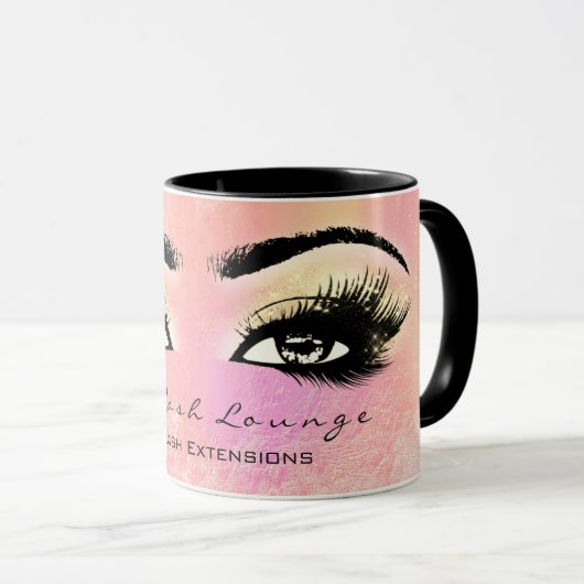 Lash Extension Eye Makeup Artist Studio Peach-Rose Tasse (VorderseiteRechts)
